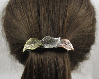 LEAF FRENCH BARRETTE 70mm or 80mm- Hair Barrette- Hair Accessory- Hair Clip- Leaf Accessory- Leaves- Arborist Gift- Nature Lover Gift-