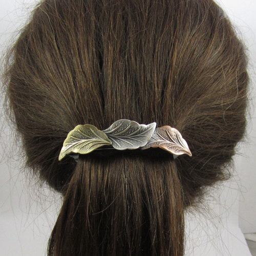 Leaf French Barrette 80mm Thick Hair Barrette Hair Etsy