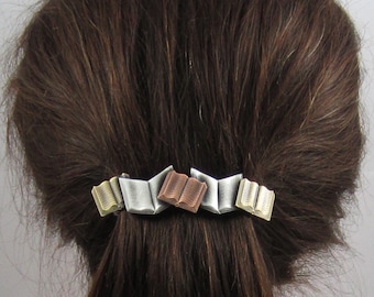 BOOKS FRENCH BARRETTE 80mm- Thick Hair Barrette- Hair Accessory- Hair Clip- Hair Barrette-  Books Barrette- Barrettes for Women-