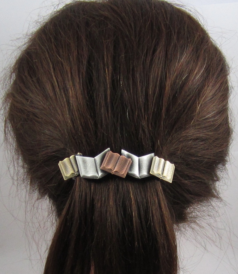 BOOKS FRENCH BARRETTE 80mm Thick Hair Barrette Hair Accessory Hair Clip Hair Barrette Books Barrette Barrettes for Women image 1