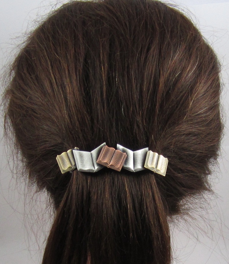 Books FRENCH BARRETTE 80mm Thick Hair Barrette Hair Accessory Hair Clip Hair Barrette Books Barrette Barrettes for Women image 1