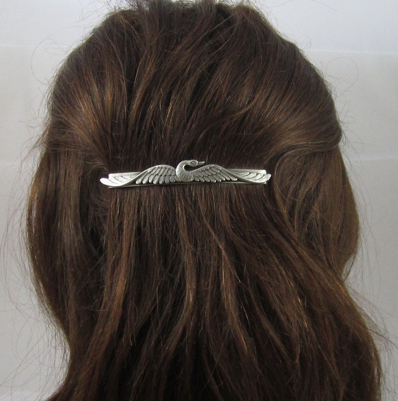 SWAN BARRETTE Silver Barrette Swan Hair Accessory Barrettes and Clips image 2