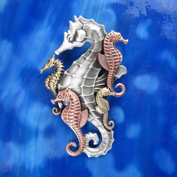 Seahorses Brooch- Seahorses Pendant- Seahorses Jewelry- Seahorses Necklace-