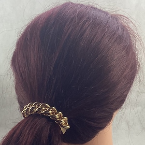 PONYTAIL FRENCH CLIP- Chain Link Shiny Gold Ponytail Clip- Hair Accessories- Ponytail Clip-