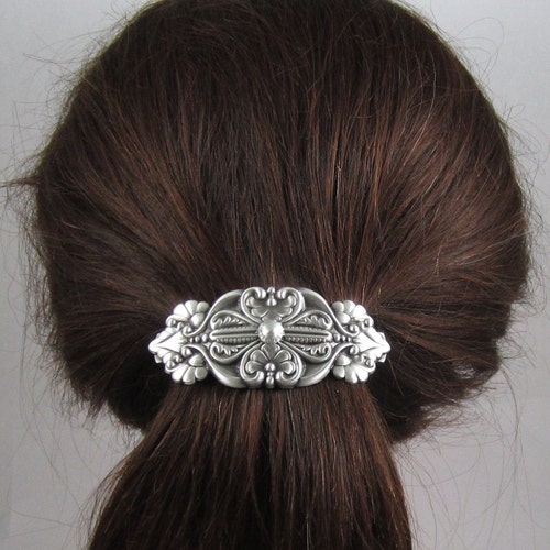 Vintage 1980s french barrette hair clip anchors OLD WORLD VINTAGE French Barrette 80mm- Thick Hair Barrette  main image 4