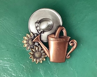 Gardener’s Brooch- Gifts for Gardeners- Gardener's Jewelry- Hat Pins for Women- Pocketbook Pins- Personal Gift- Gardener's Pail-