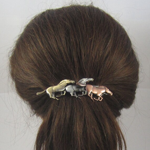 Horses French Barrette 80mm Thick Hair Barrette Horse Hair Etsy