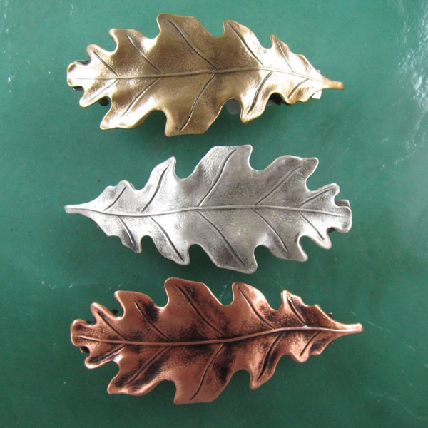 OAK LEAF French Barrette 60mm- Barrettes for Thin Hair- Hair Accessories- Hair Clips- French Clips- Small French Barrette- Women's Barrettes
