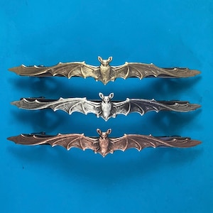 Bat Barrette French Barrette Silver Barrette Bat Hair Clip Bat Accessory Halloween Accessory Barrettes for Women image 1