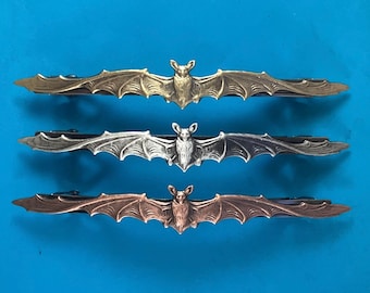 Bat Barrette- French Barrette- Silver Barrette- Bat Hair Clip- Bat Accessory- Halloween Accessory- Barrettes for Women