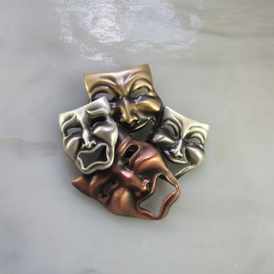 Drama Brooch Drama Teacher Gift Drama Award Comedy Tragedy Brooch Comedy Tragedy Jewelry Theater Jewelry image 1