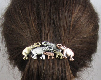 Elephant French Barrette 80mm- Thick Hair Barrette- Hair Barrette-  Elephant Hair Clip- French Barrette- Hair Accessories