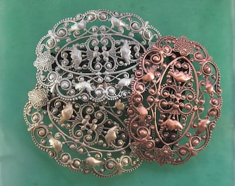 FILIGREE OVAL French Barrette 70MM- Hair Accessories- Barrettes and Clips- French Clips- Hair Accessories- Hair Clips