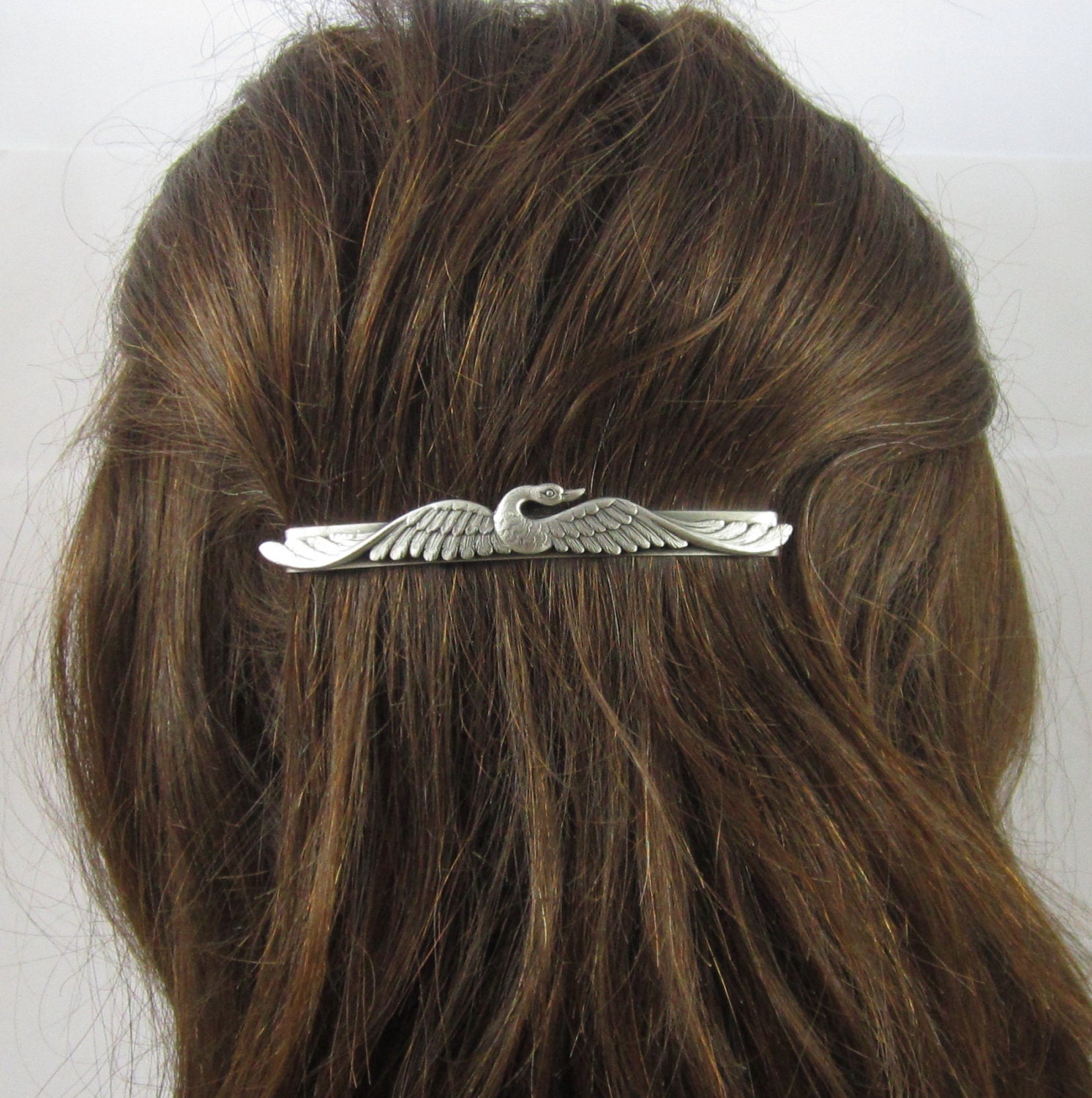 SWAN BARRETTE Silver Barrette Swan Hair Accessory Barrettes - Etsy