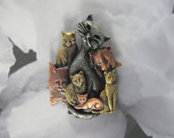 Cat Brooch- Cat Lover Gift- Cat Pendant- Cat Necklace- Cat Rescue- Mixed metal jewelry - Cat Crazy Lady
