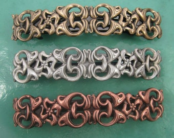GEVORMD METALEN Franse haarspeldje 80 mm- Dik haarspeldje- Haaraccessoires- Haarspeldjes en clips-Zilveren haarspeldje Grote haarspeld