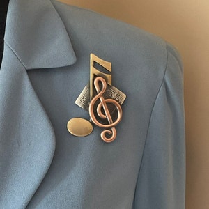 Music Brooch Music Jewelry Music Teacher Gift Music Achievement Award Music Notes Pin Musical Notes Musical Score G Clef image 2