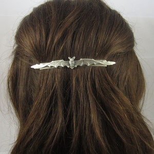 Bat Barrette French Barrette Silver Barrette Bat Hair Clip Bat Accessory Halloween Accessory Barrettes for Women image 4