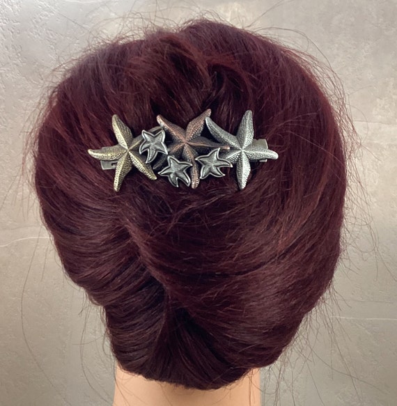Starfish French Barrette 80mm- Thick Hair Barrette- Sea Star- Starfish Hair Jewelry- Starfish Accessory- Beach Wear- Cruise Wear