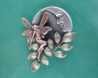 Moonlit Fairy Brooch- Fairy Jewelry- Fairy Pin- Forest Fairy- Hat Pins for Women- Pocketbook Pins-