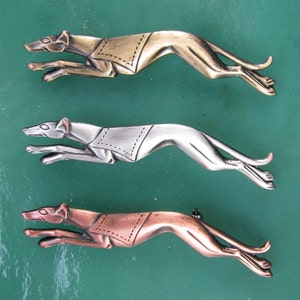Greyhound Pin Sterling Silver-Copper-Brass Ox finishes