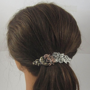 FLORAL BOUQUET French Barrette 80mm- Thick Hair Barrette- Flower Barrette- French Clips- Gift for Gardeners