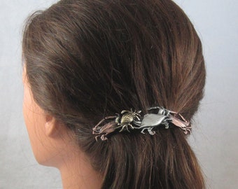 CRABS FRENCH BARRETTE 80mm- Brachyura- Thick Hair Barrette- Hair Accessory- Hair Clip- Crab Hair Barrette- Barrettes for Women-