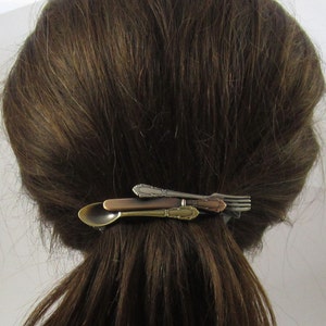 KNIFE FORK & SPOON French Barrette 80mm- Thick Hair Barrette- Culinary- Gifts for Cooks- Chef- Cooking- Kitchen- Culinary Gifts- Hair Clip-