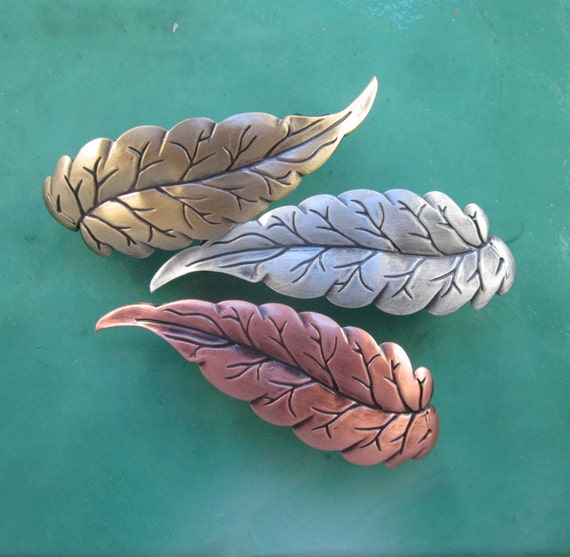 Leaf French Barrette 60mm Barrettes For Thin Hair Hair Etsy
