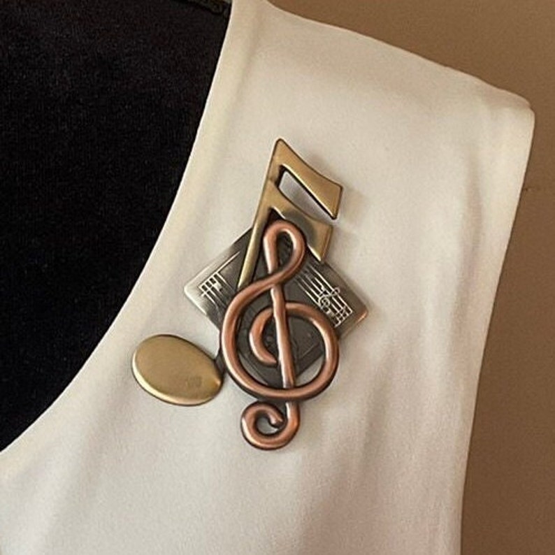 Music Brooch Music Jewelry Music Teacher Gift Music Achievement Award Music Notes Pin Musical Notes Musical Score G Clef image 5
