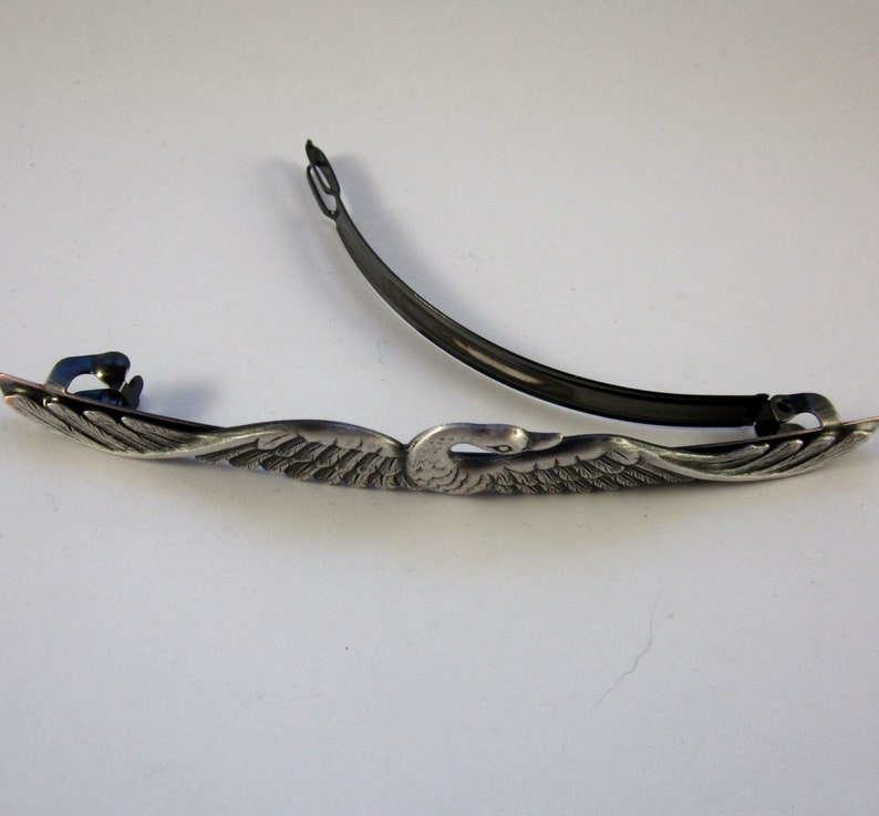 SWAN BARRETTE Silver Barrette Swan Hair Accessory Barrettes and Clips image 5