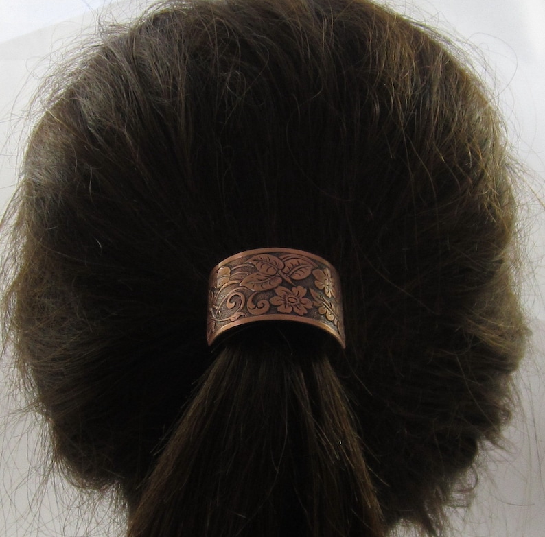 PONYTAIL and SCARF Holder Floral Design Hair Cuffs Hair Ties Scarf Holders Scarf Accessories Hair Accessories Elastic Hair Ties image 6
