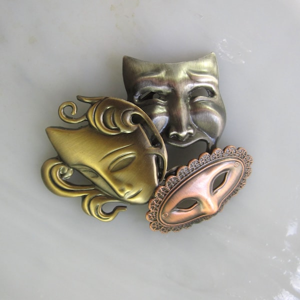 Mask Brooch- Comedy Tragedy- Theater Jewelry- Drama Masks- Drama Teacher Gift- Theater Teacher Gift-