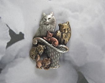 Cats in a Basket Brooch