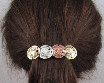 SAND DOLLAR FRENCH  Barrette 80mm- Thick Hair Barrette- Hair Accessories- Hair Clip- Seashell Hair Clip