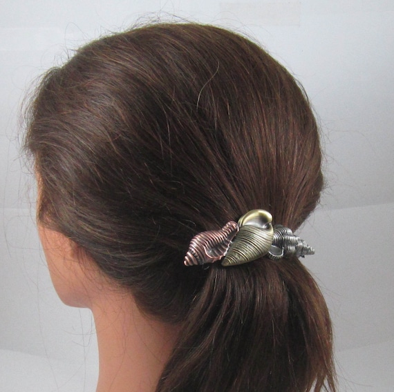 Seashells 80mm French Barrette Thick Hair Barrette Seashell Etsy
