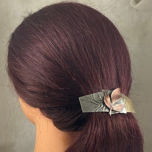 The Botanical Collection 80MM French Barrette- Single Leaf Roots and Shoots- Gift for Gardeners- Thick Hair Clip- Nature Lovers Barrette