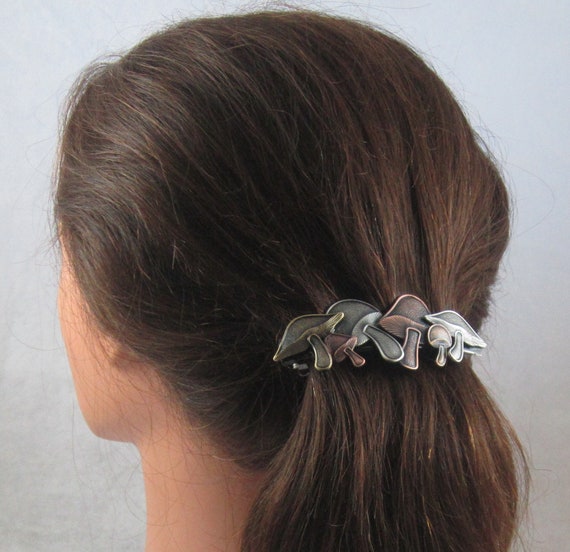 Mushrooms 80mm French Barrette Thick Hair Barrette Hair Etsy