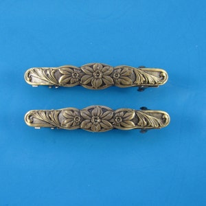 FRENCH BARRETTE Set of Two 50mm Floral design Barrettes for Thin Hair Hair Accessories Small Barrette Barrettes for Women image 3