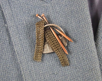 Copper Knitter's Brooch