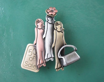 Sister Gift, Friends Gift, Best Friends Gift,Shopaholic, Friendship Gift, BFF Gift Jewelry Brooch Pendant