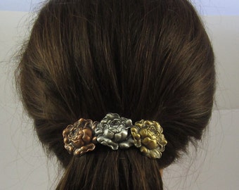 ROSES French Barrette 80 MM- Dicke Haarspange- Haarschmuck-Haarspange- Geschenk für Gärtner