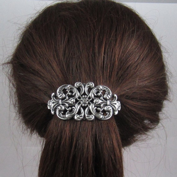 VINTAGE VICTORIAN FILIGREE French Barrette 80mm Thick Hair Barrette Hair Accessories Hair Clips Silver Barrette Filigree Barrette Etsy