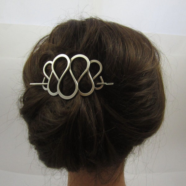 SILVER STICK BARRETTE-Curly Wire Design-Hair Sticks-Hair Jewelry-Big Hair Barrette