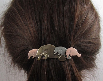 MANATEE FRENCH BARRETTE 80mm- Thick Hair Barrette- Hair Accessory- Hair Clip- Hair Barrette- Manatee- Sea Cow- Marine Life- Marine Mammal-