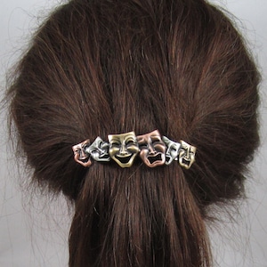 COMEDY TRAGEDY FRENCH Barrette 80mm- Thick Hair Barrette- Hair Accessory- Hair Clip- Theater Barrette- Broadway- Barrettes for Women-