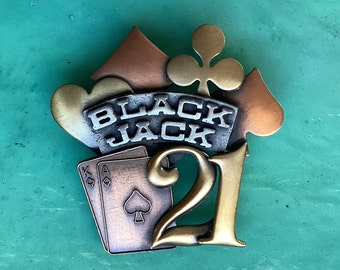 Blackjack Pin- 21- Card Player Brooch- Card Player Gift-