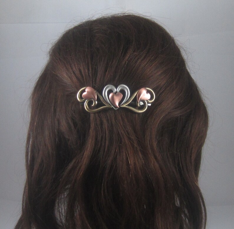 OPEN HEARTS 80mm French Barrette Thick Hair Barrette Hearts Etsy