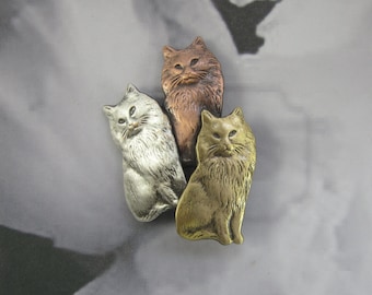 Kitten Brooch- Cat Pin- Cat Lover Gift- Cat Rescue- mixed metal jewelry