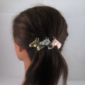 HORSES FRENCH BARRETTE 80mm- Thick Hair Barrette- Hair Barrette- Horse Hair Clip- Horse Lover Gift- Hair Accessory- Equestrian- Horse Farm-